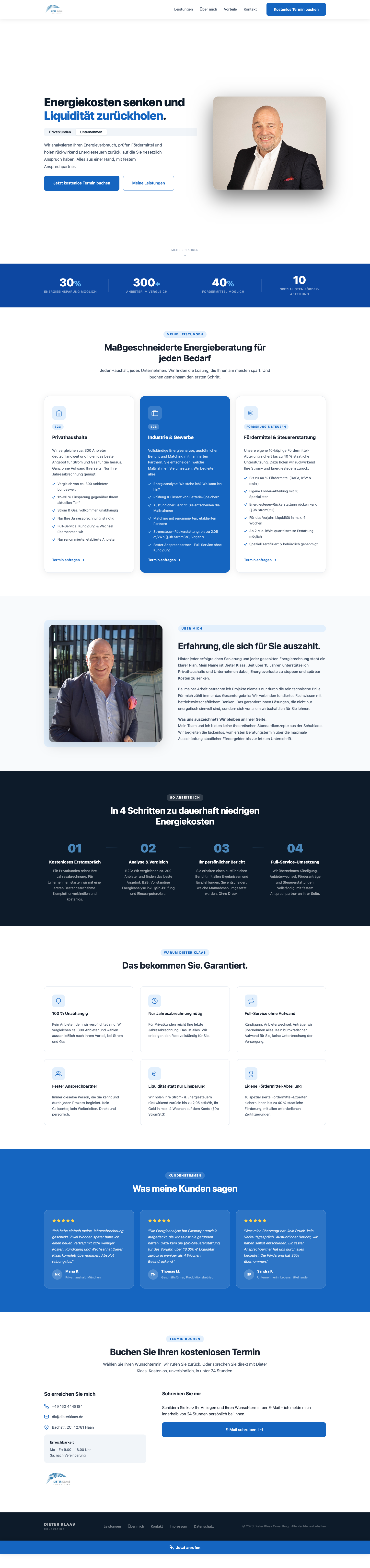 Screenshot der Website von Dieter Klaas Consulting
