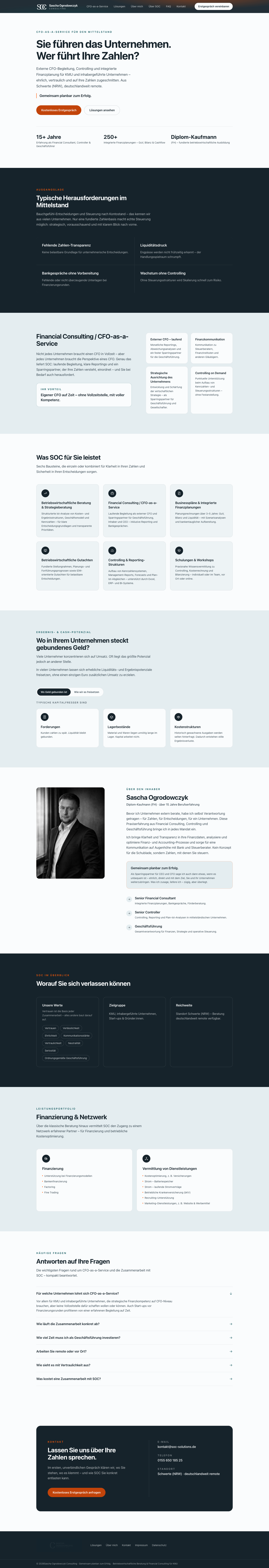 Screenshot der Website von SOC Solutions